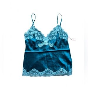 Gold Hawk Silk Lace Camisole Mosaic Blue NWT Size M